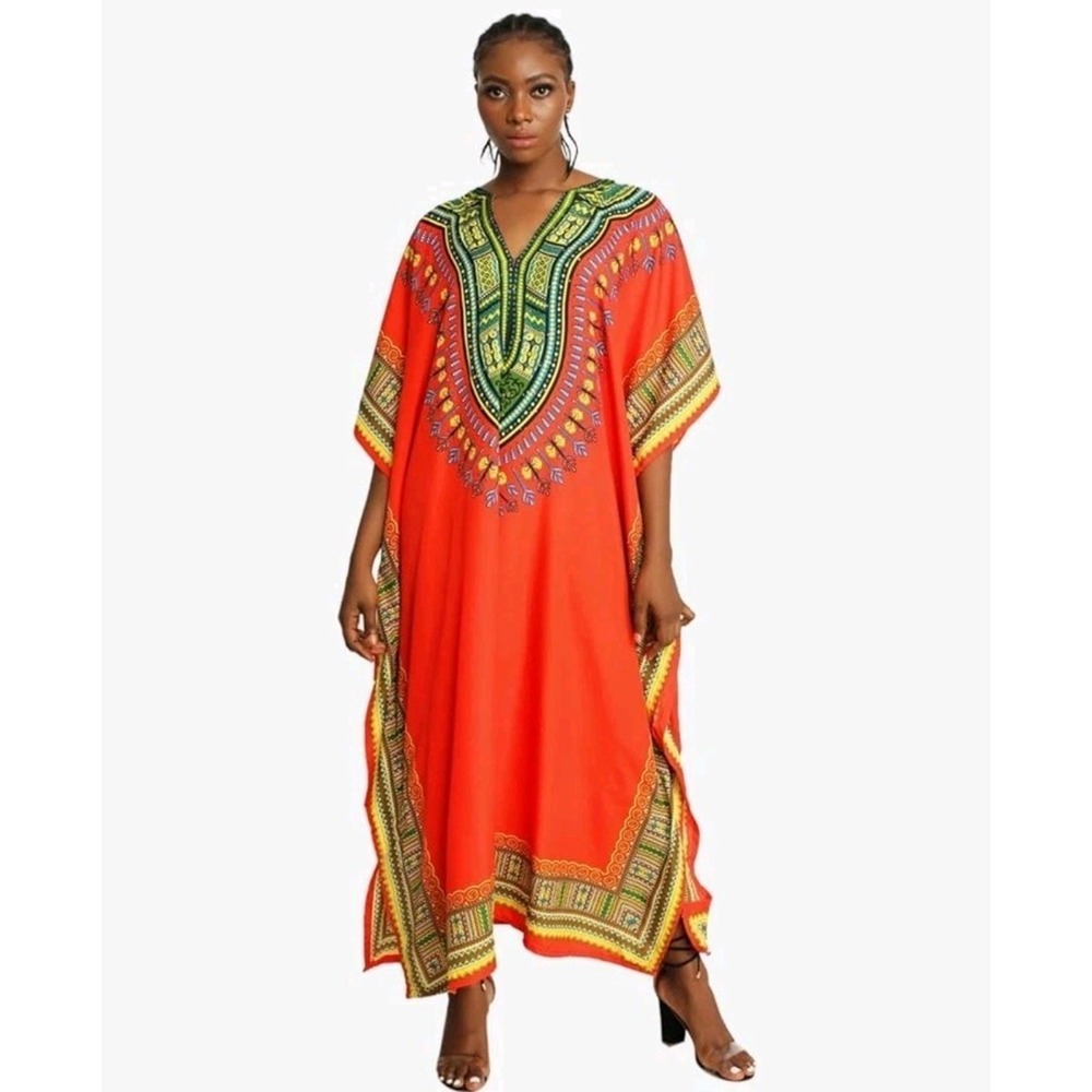 Santé Begonia Vibrant Dashiki Kaftan Red One Size - Santé
